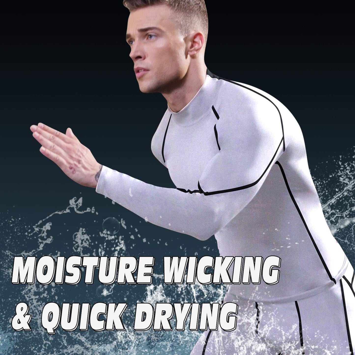 Men'S Compression Shirts Thermal Long Sleeve Athletic Workout Tops Gym Undershirts Sports Baselayers Running T Shirt for Men