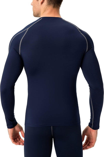 Men'S Compression Shirts Thermal Long Sleeve Athletic Workout Tops Gym Undershirts Sports Baselayers Running T Shirt for Men