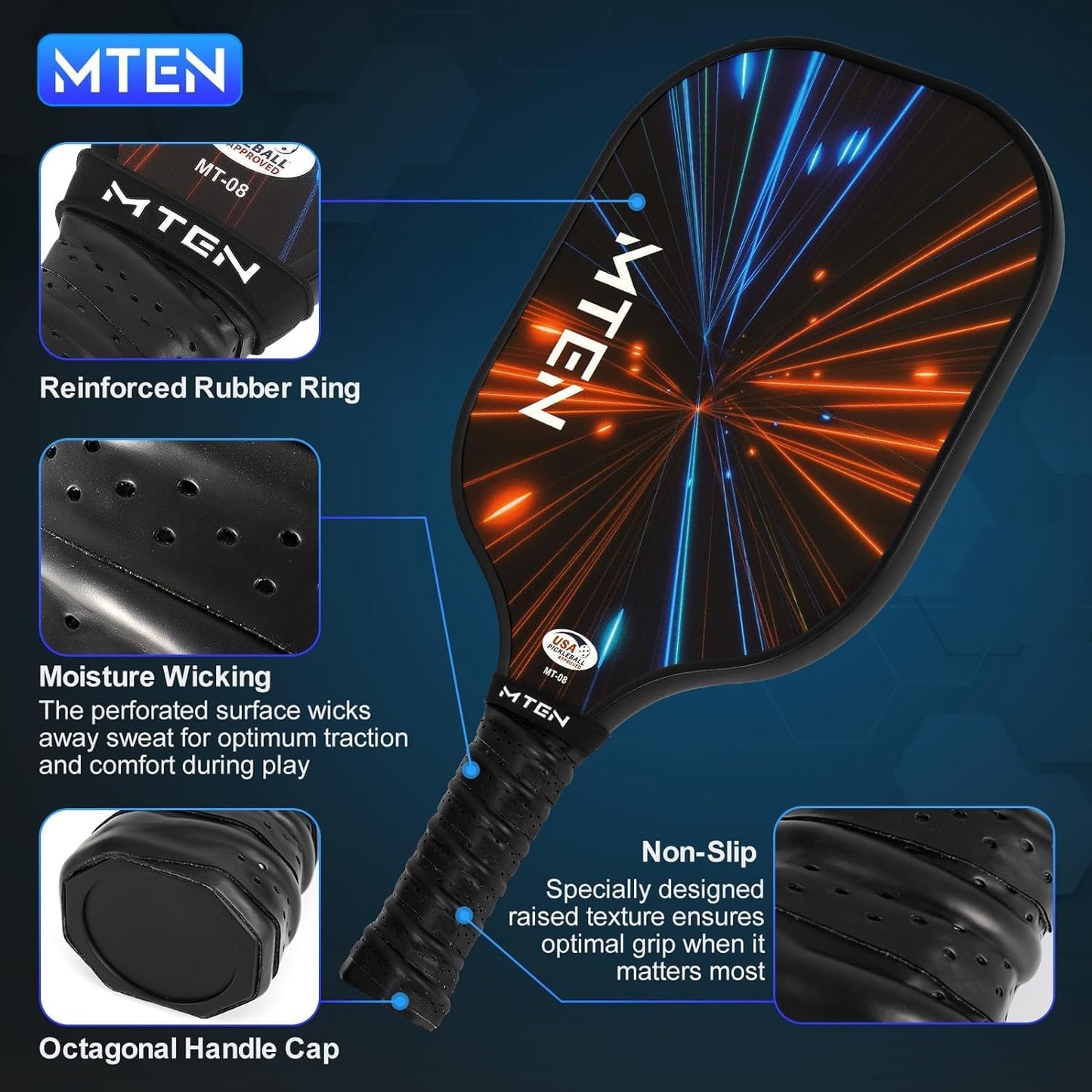 Pickleball Paddles Set of 2 or 4, or Single Paddle – USAPA Approved Fiberglass Surface Pickleball Rackets Set for Men & Women