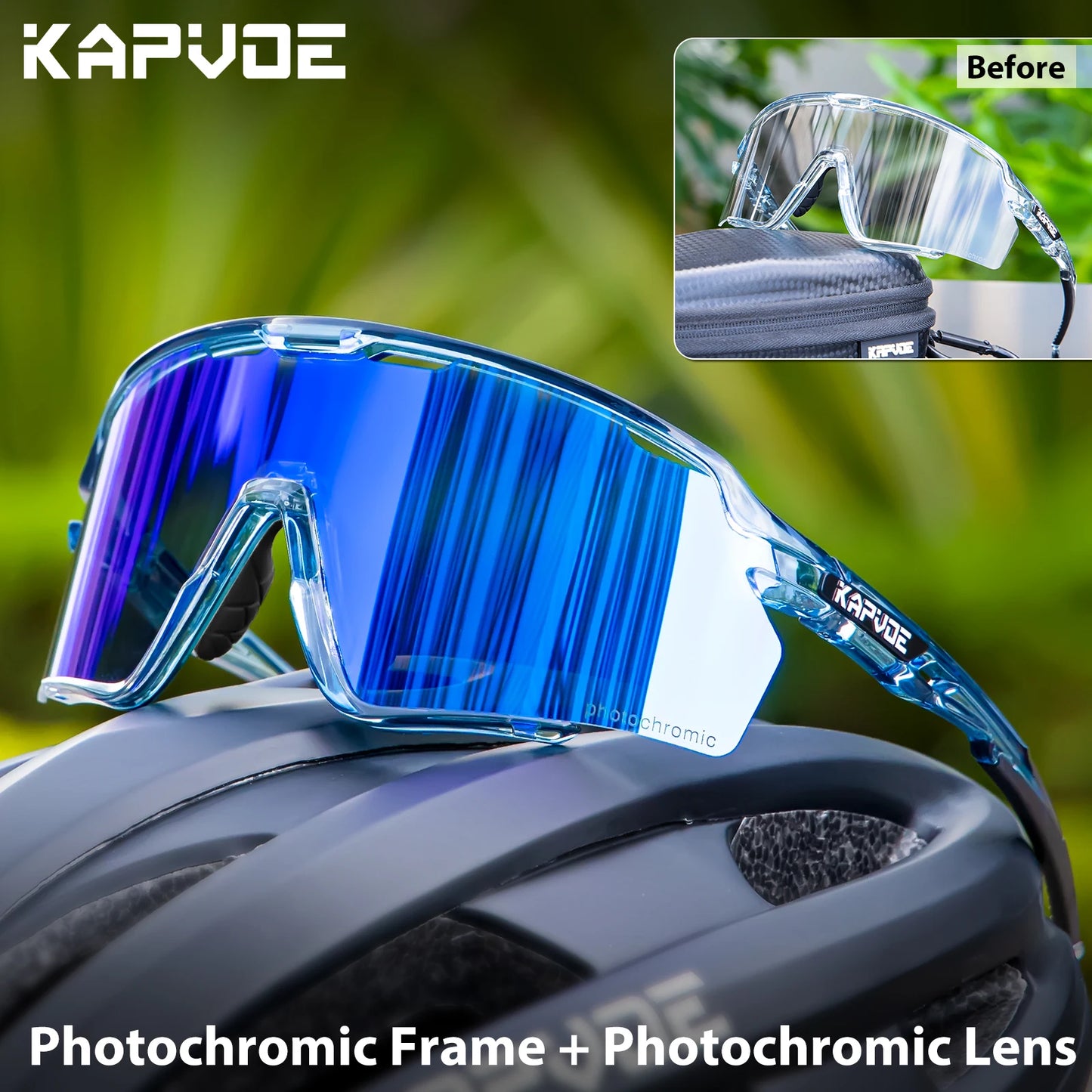 Photochromic Sunglasses Frame and Lens Photochromic Cycling Glasses UV400 Sports Glasses Running Driving Outdoor Eyewear
