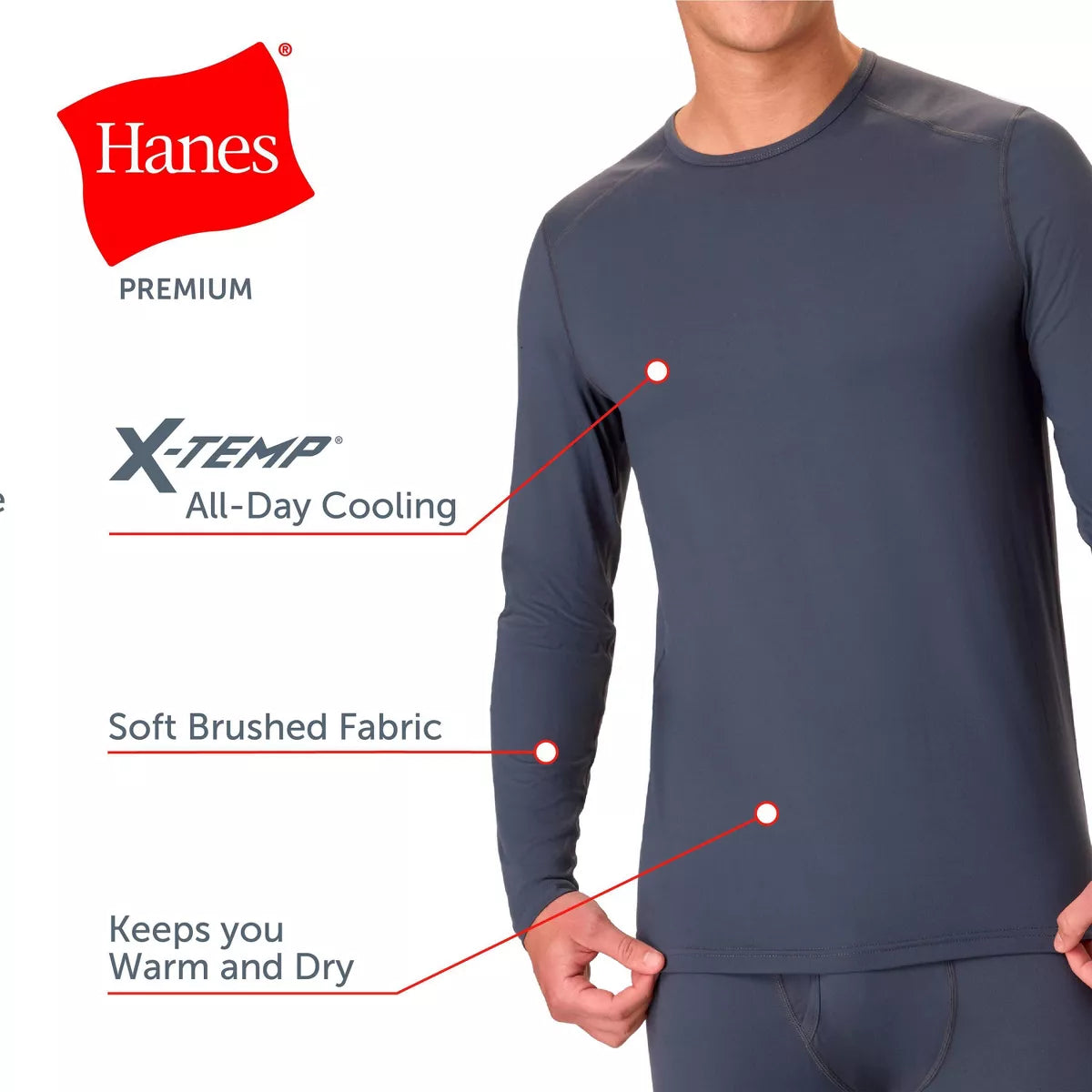 Hanes Men'S Thermal Long Sleeve Performance Shirt