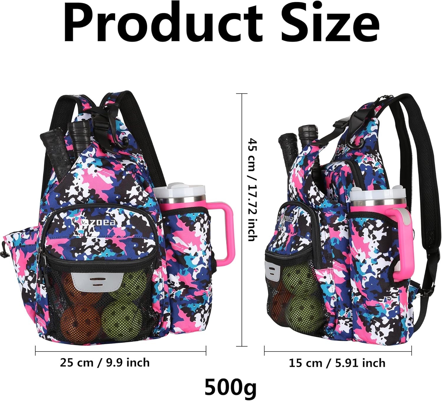 Pickleball Backpack Bag for Men Women, Fits 40Oz Tumbler, Holds 4 Paddles with Fence Hook, Waterproof Reflective, 7 Pockets Convertible Straps