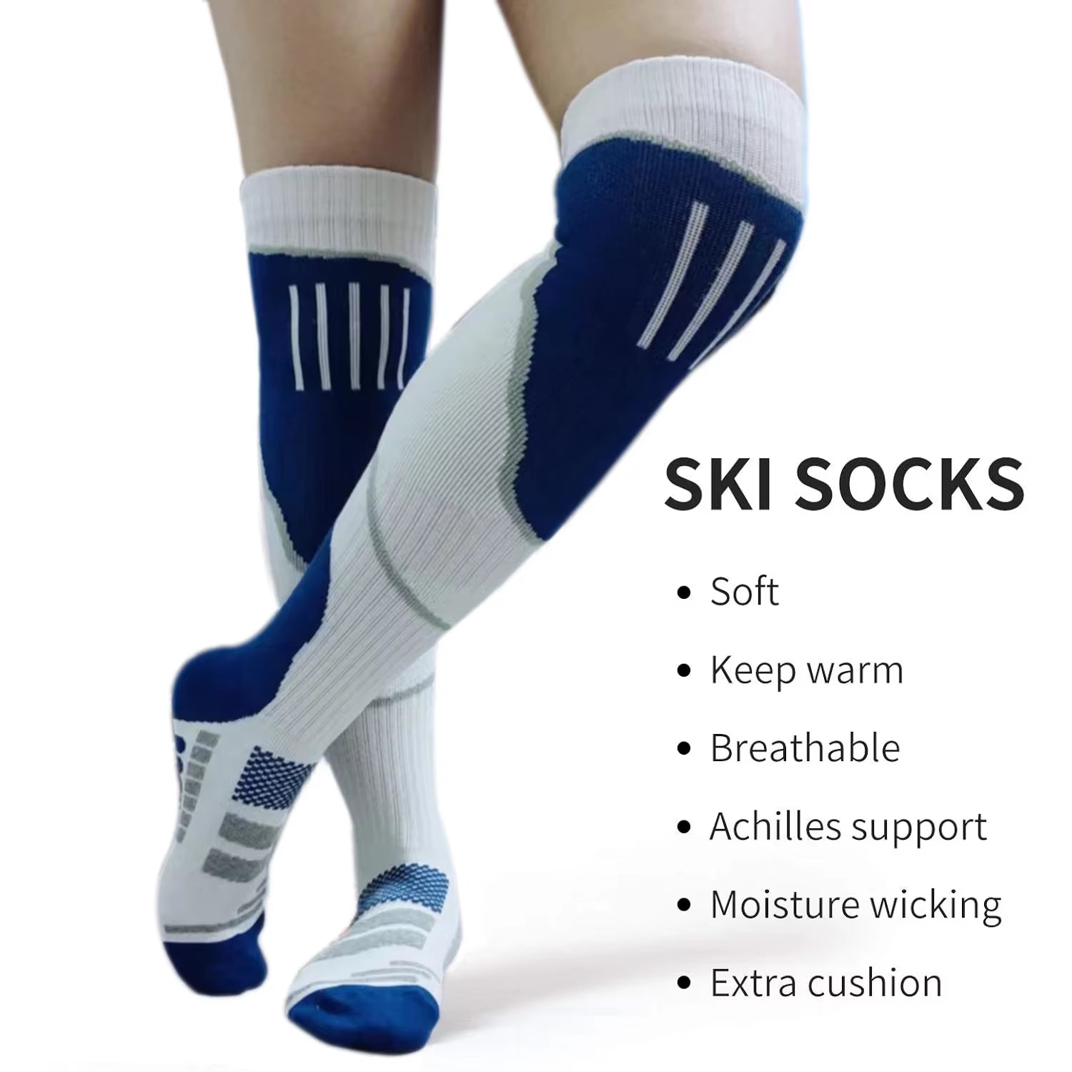 YANBIGUO 2 Pairs Wool Ski Socks,Thermal Knee-High Cold Weather Warm Socks for Snowboarding,Snow,Winter,Hunting
