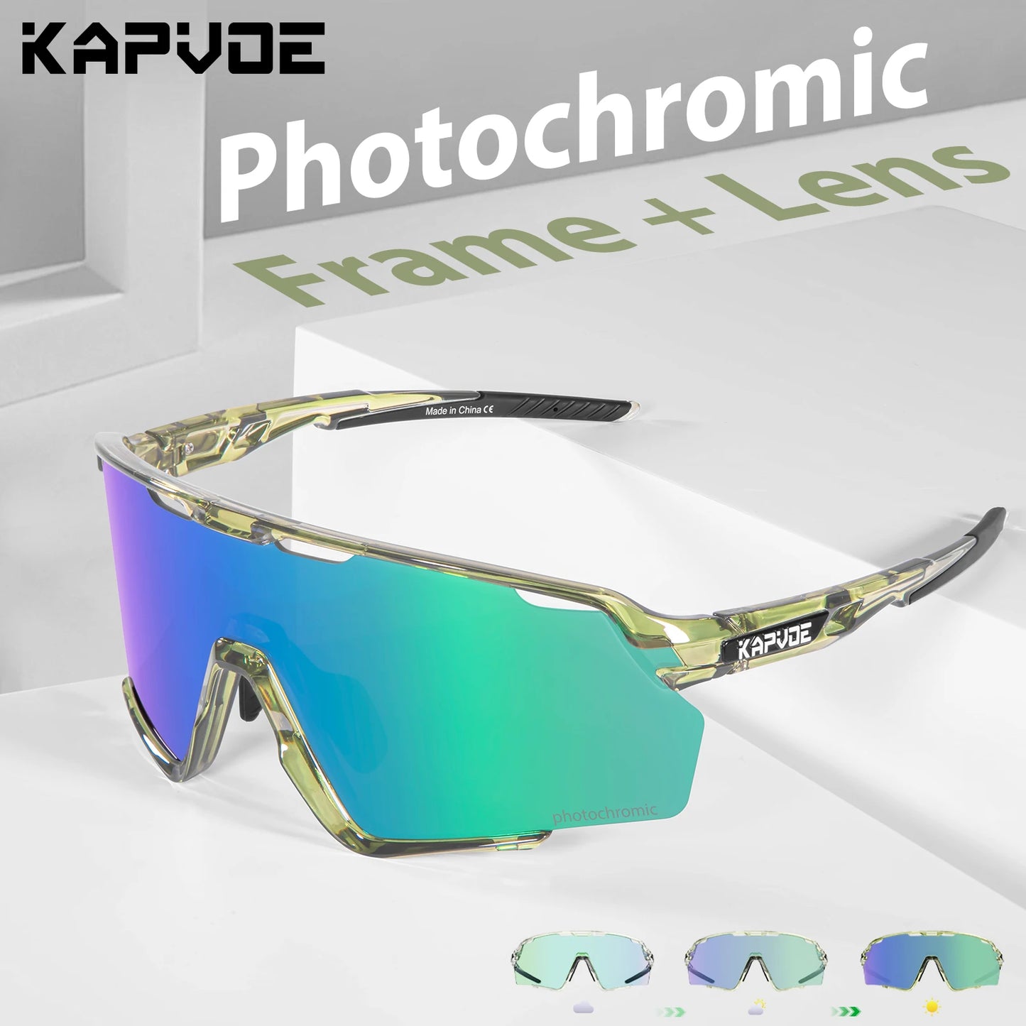 Photochromic Sunglasses Frame and Lens Photochromic Cycling Glasses UV400 Sports Glasses Running Driving Outdoor Eyewear