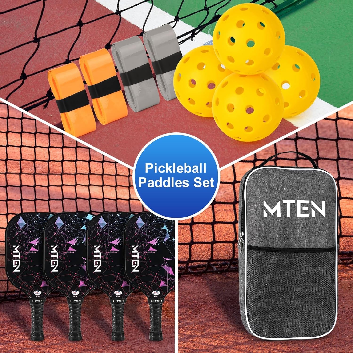 Pickleball Paddles Set of 2 or 4, or Single Paddle – USAPA Approved Fiberglass Surface Pickleball Rackets Set for Men & Women