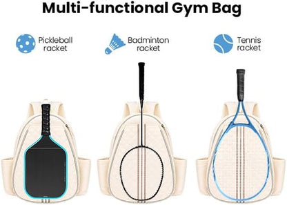 Tennis Bag, Pickleball Bags for Women Water-Resistant and Machine Washable Tennis Racket Backpack, Lightweight Sports Bag for Pickleball, Badminton