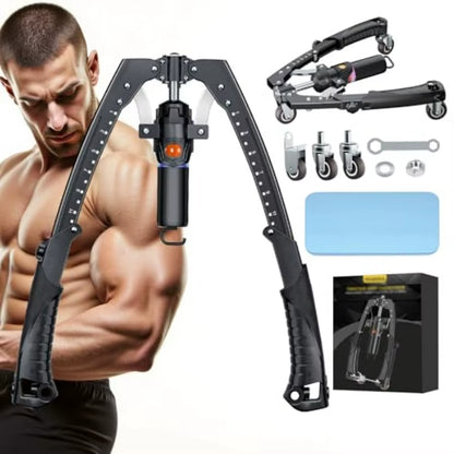 Twister Arm Trainer, 3 in 1 Hydraulic Power Chest Workout Equipment with Ab Roller Wheels and Hooks, Adjustable 22-440Lbs Arm Tr