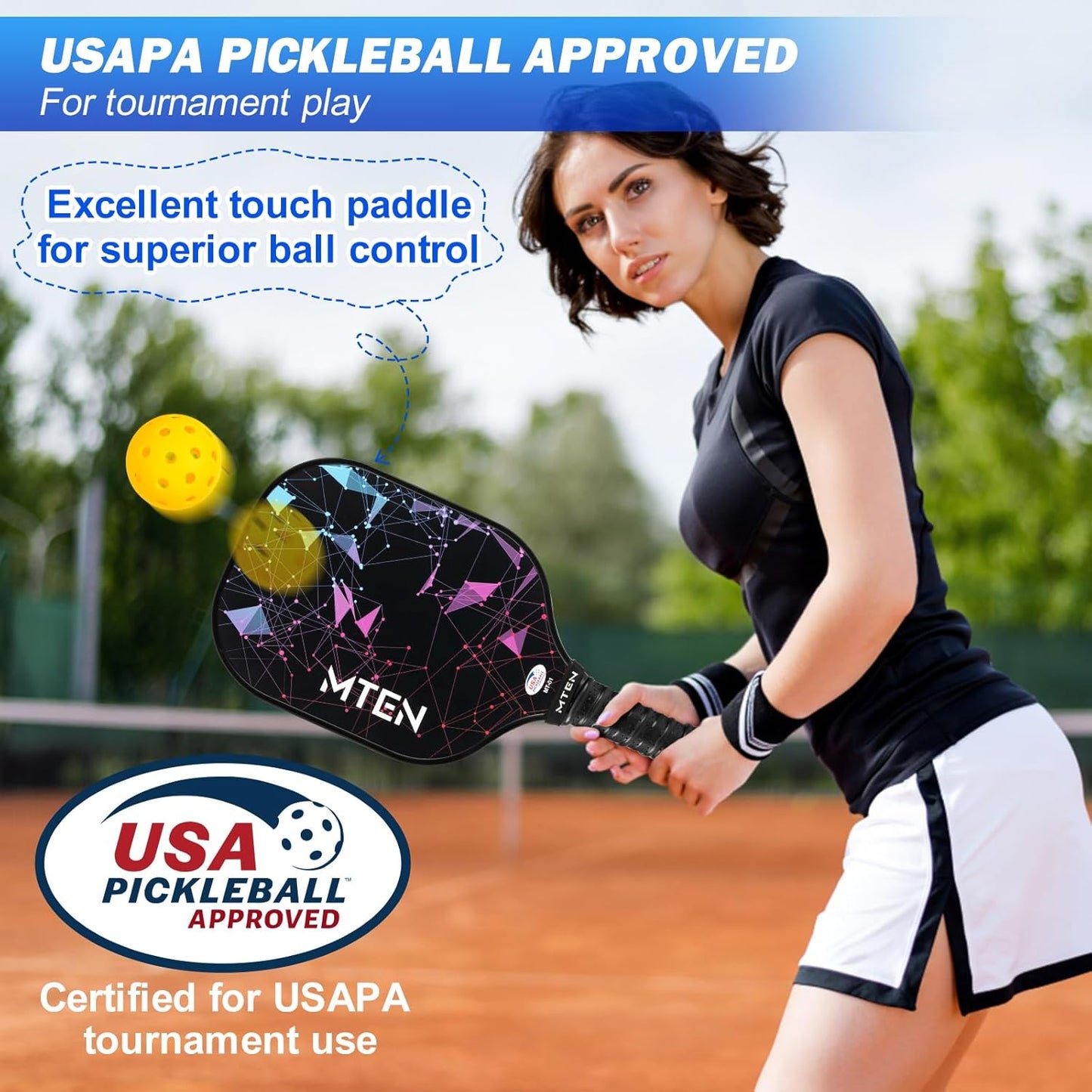 Pickleball Paddles Set of 2 or 4, or Single Paddle – USAPA Approved Fiberglass Surface Pickleball Rackets Set for Men & Women