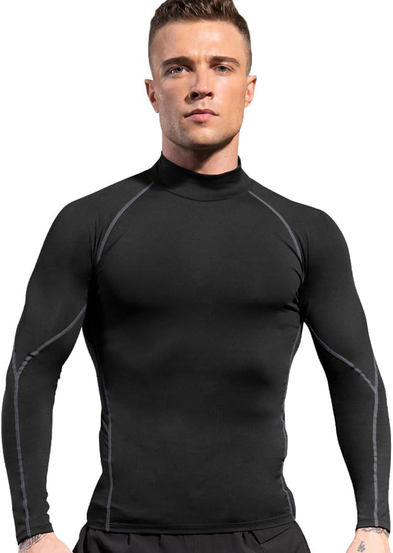 Men'S Compression Shirts Thermal Long Sleeve Athletic Workout Tops Gym Undershirts Sports Baselayers Running T Shirt for Men