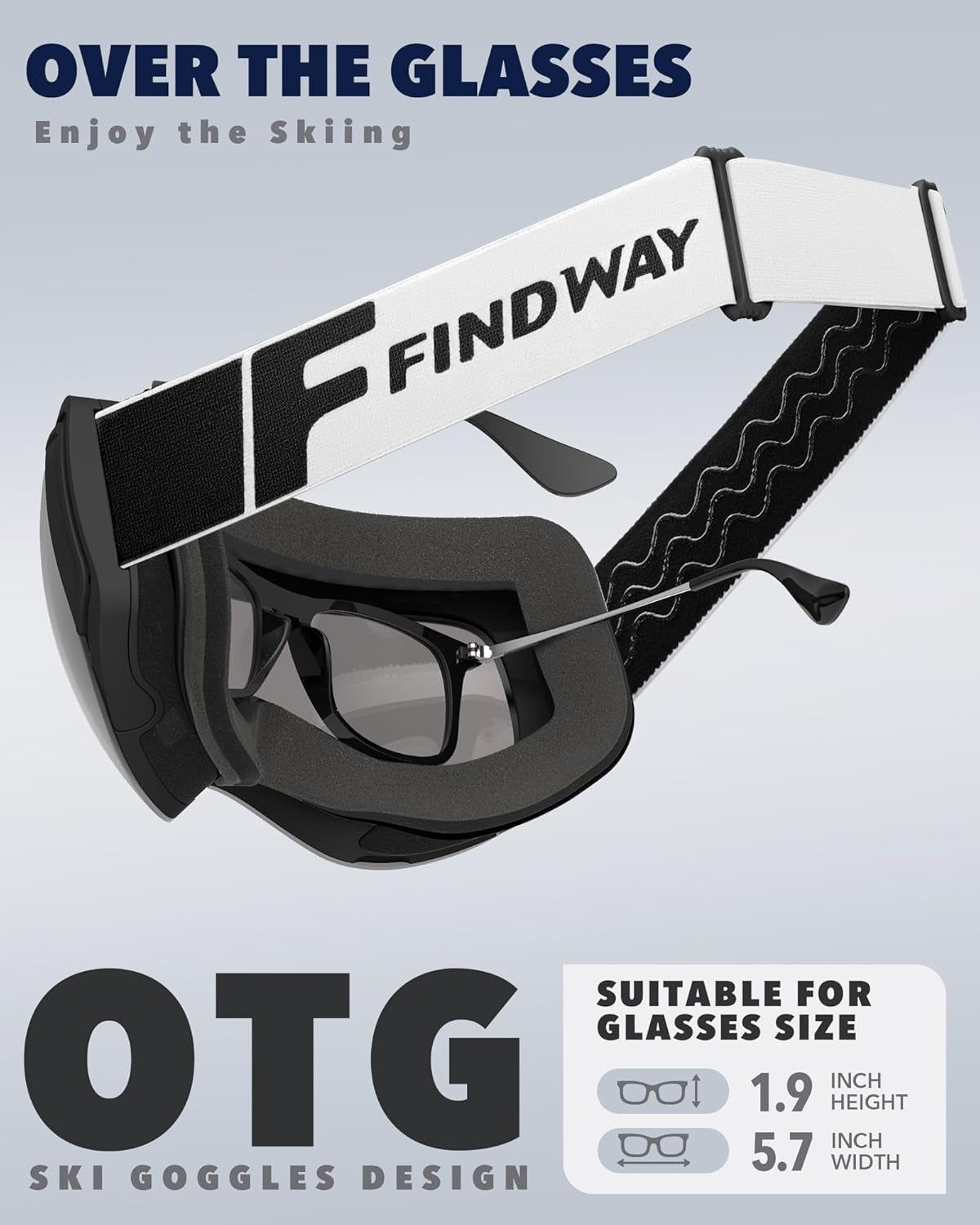 Ski Goggles OTG for Women Men Adult Youth-Over Glasses Snow Goggles-Interchangeable Lens,Anti Fog Snowboard Goggles