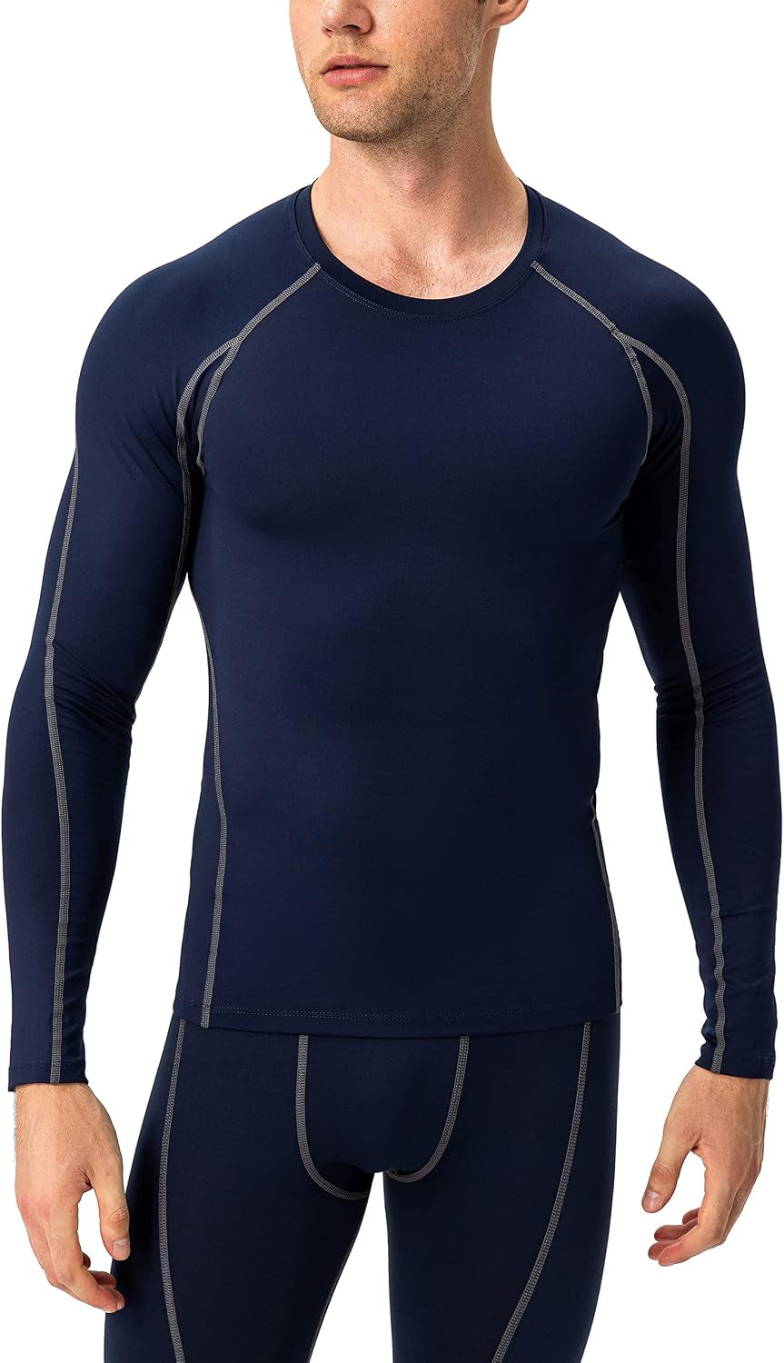 Men'S Compression Shirts Thermal Long Sleeve Athletic Workout Tops Gym Undershirts Sports Baselayers Running T Shirt for Men