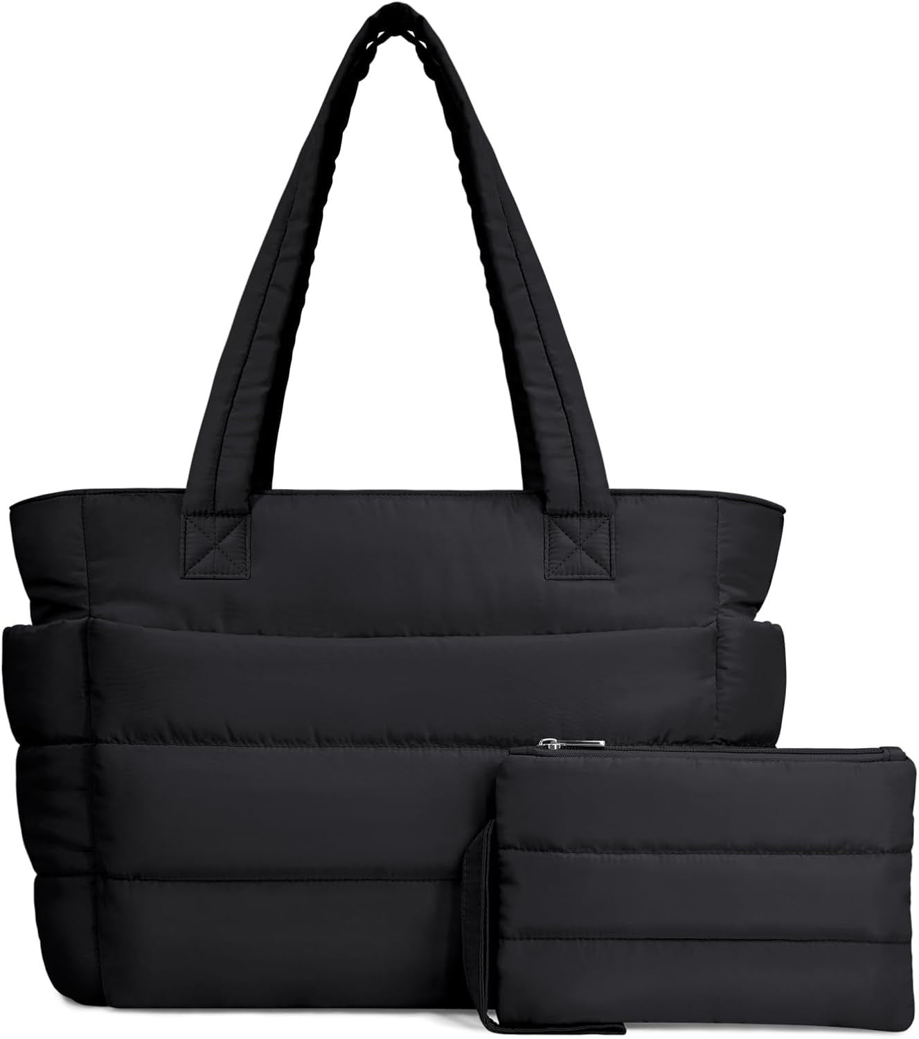 Puffer Tote Bag for Women, Lightweight Puffy Handbag with Compartments, Quilted