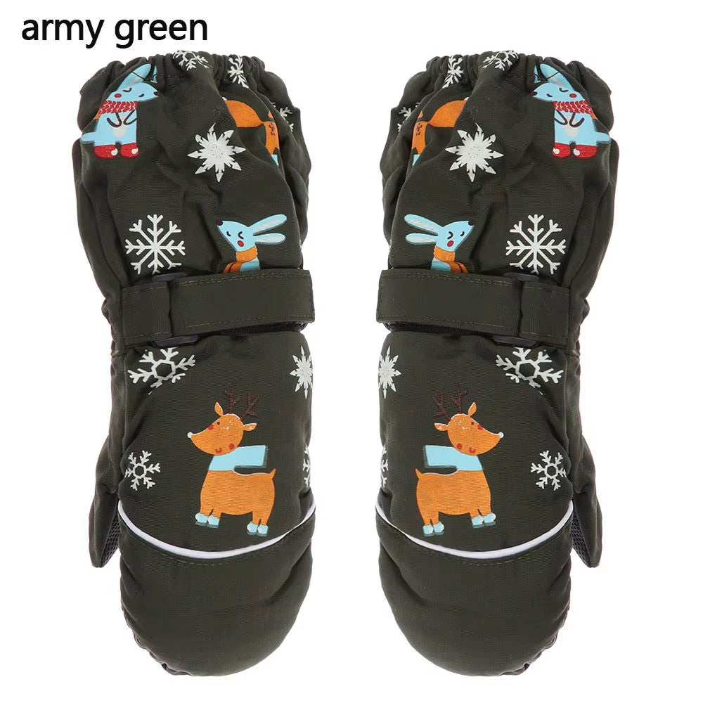 Children Winter Rabbit Gloves Baby Girls Waterproof Windproof Snow Gloves Kids Boy Thick Warm Ski Mitten for 2-6 Years Old