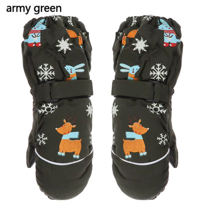 Children Winter Rabbit Gloves Baby Girls Waterproof Windproof Snow Gloves Kids Boy Thick Warm Ski Mitten for 2-6 Years Old