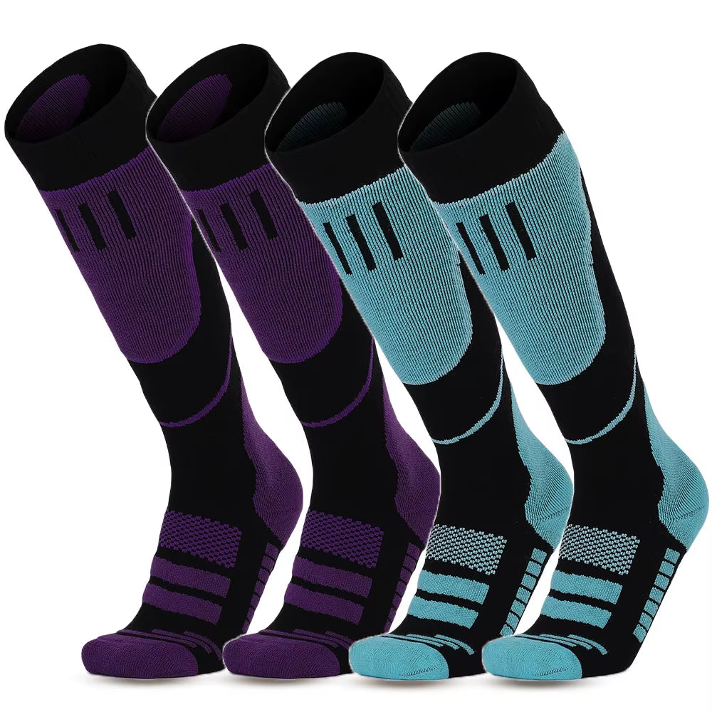 YANBIGUO 2 Pairs Wool Ski Socks,Thermal Knee-High Cold Weather Warm Socks for Snowboarding,Snow,Winter,Hunting