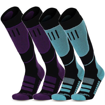 YANBIGUO 2 Pairs Wool Ski Socks,Thermal Knee-High Cold Weather Warm Socks for Snowboarding,Snow,Winter,Hunting
