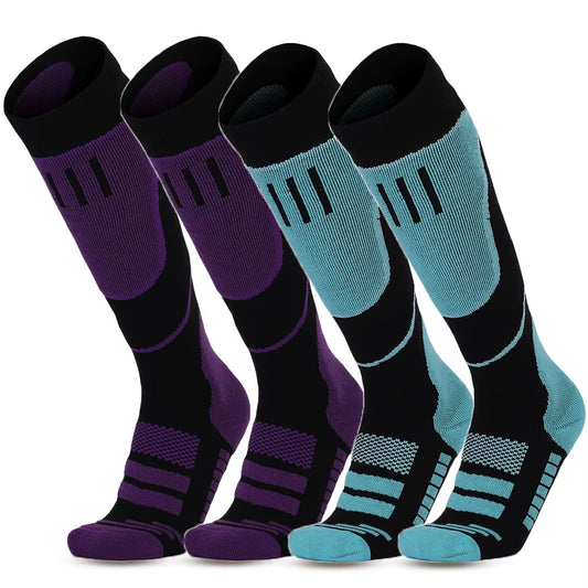 YANBIGUO 2 Pairs Wool Ski Socks,Thermal Knee-High Cold Weather Warm Socks for Snowboarding,Snow,Winter,Hunting