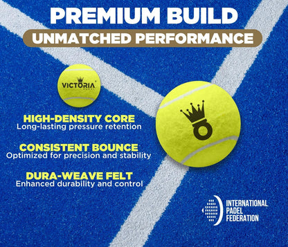 Ball – Professional Padel Balls Certified by FIP – Durable Padel Balls with Consistent Bounce – Premium Felt for High Performance – Tube of 3 Tournament-Ready