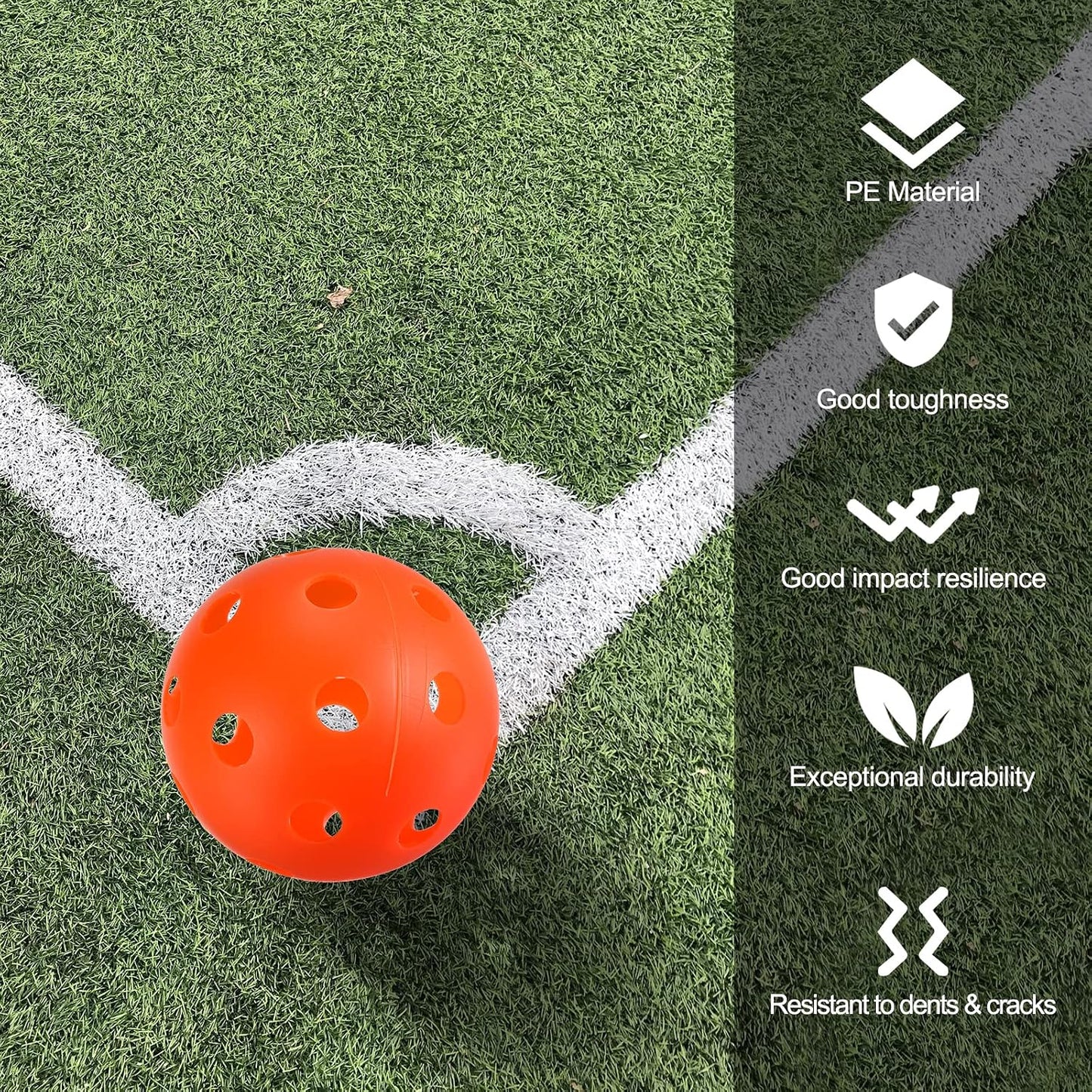 Indoor Pickleball Balls, 26 Holes Pickleball 6 Pack Pickleball Balls for Amateurs, Orange