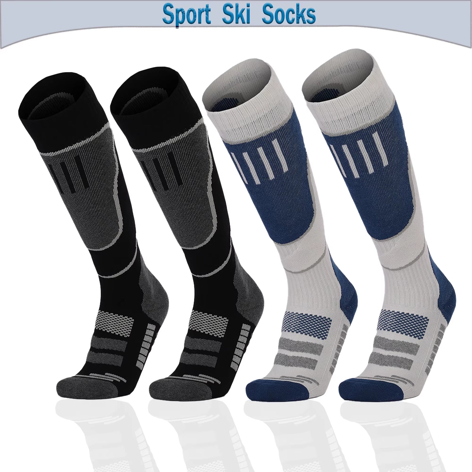 YANBIGUO 2 Pairs Wool Ski Socks,Thermal Knee-High Cold Weather Warm Socks for Snowboarding,Snow,Winter,Hunting
