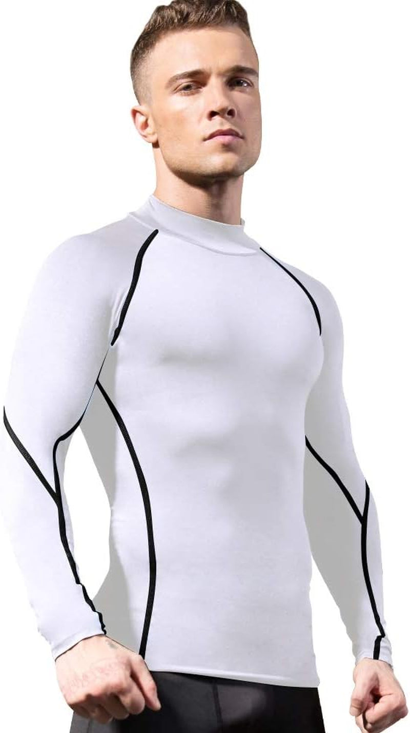 Men'S Compression Shirts Thermal Long Sleeve Athletic Workout Tops Gym Undershirts Sports Baselayers Running T Shirt for Men