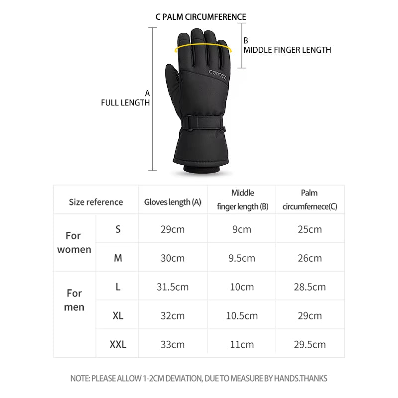 Adult Warm Winter Ski Gloves Waterproof 3M Thinsulate Snowboard Gloves Thermal Motorcycle Cycling Gloves Men Women