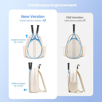 Tennis Bag, Pickleball Bags for Women Water-Resistant and Machine Washable Tennis Racket Backpack, Lightweight Sports Bag for Pickleball, Badminton