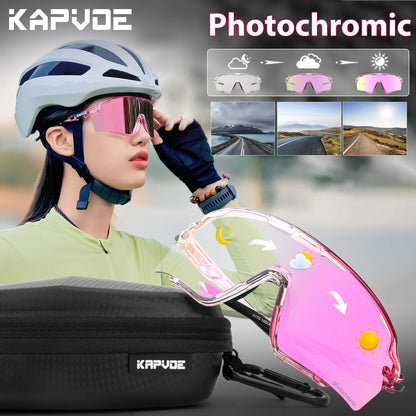 Photochromic Sunglasses Frame and Lens Photochromic Cycling Glasses UV400 Sports Glasses Running Driving Outdoor Eyewear