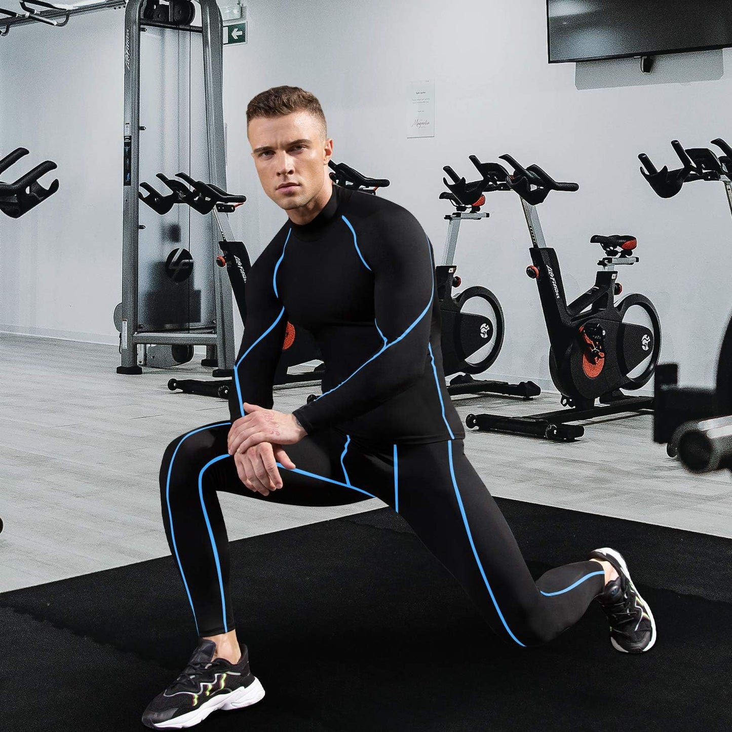 Men'S Compression Shirts Thermal Long Sleeve Athletic Workout Tops Gym Undershirts Sports Baselayers Running T Shirt for Men