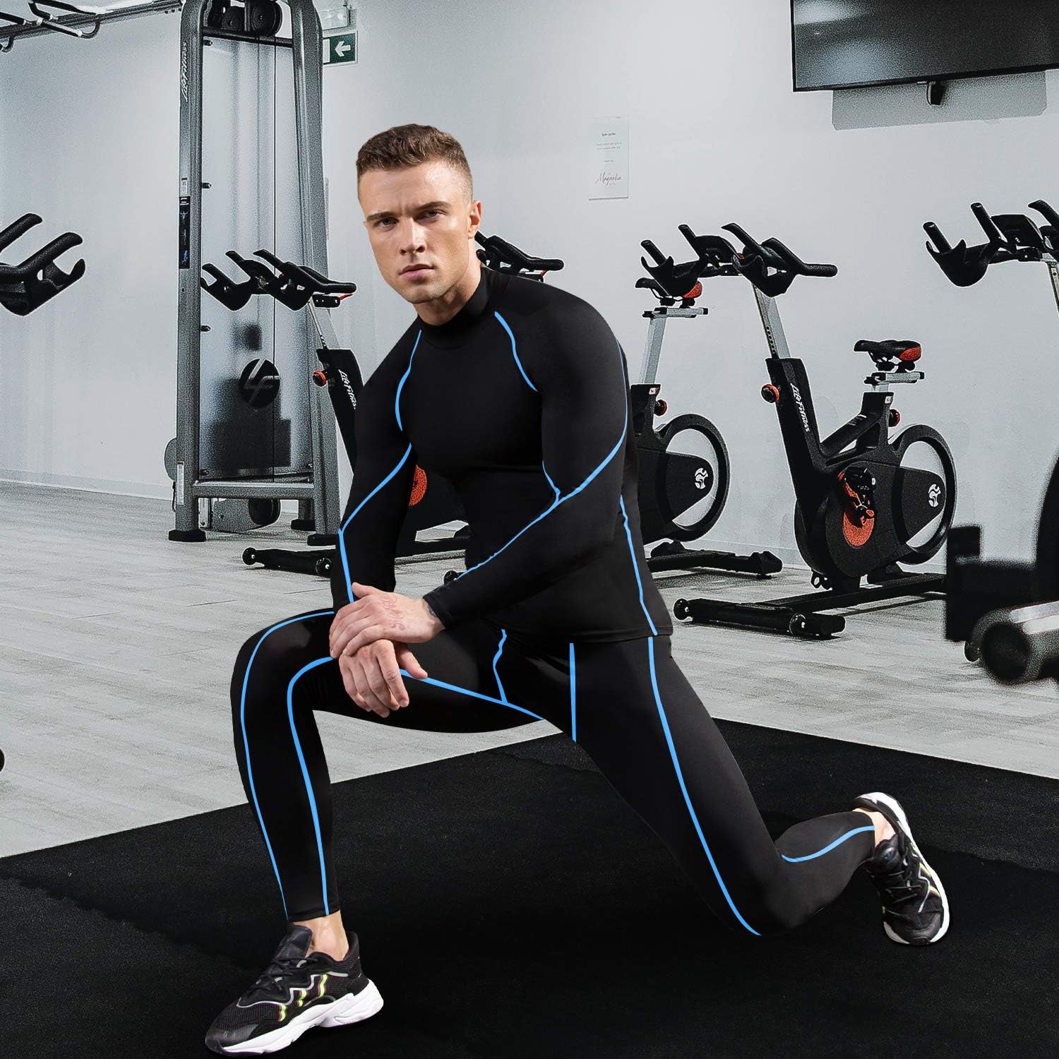 Men'S Compression Shirts Thermal Long Sleeve Athletic Workout Tops Gym Undershirts Sports Baselayers Running T Shirt for Men