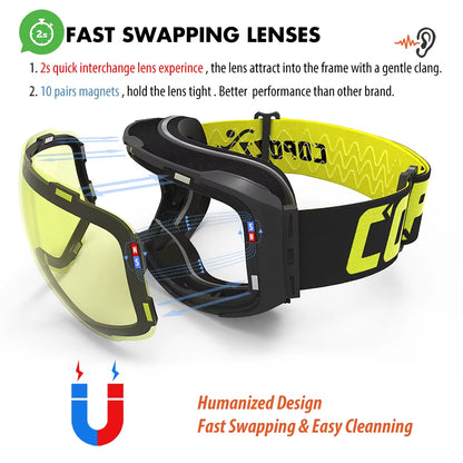 Brand Ski Goggles Replaceable Magnetic Lenses UV400 Anti-Fog Snow Ski Mask Skiing Men Women Snowboard Goggles GOG-2181