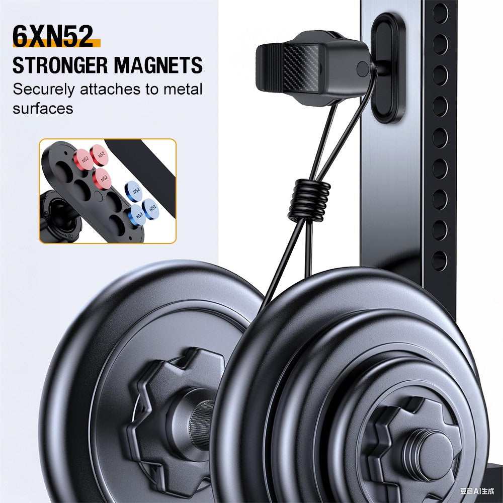 Strong Magnetic Phone Holder for Gym 360° Rotatable Adjustable Mount Universal