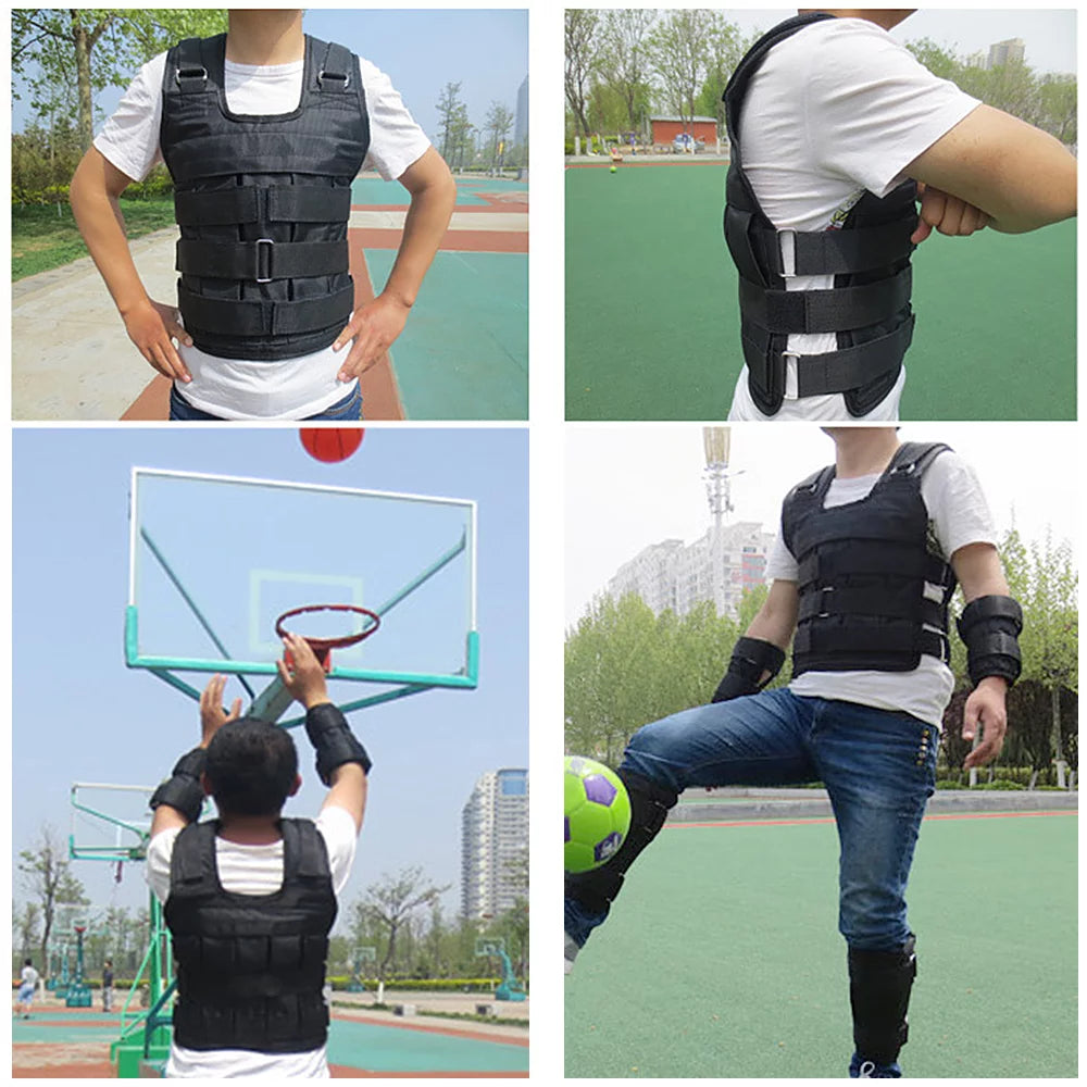 Adjustable Weighted Vest Weight Jacket Oxford Exercise Weight Loading Cloth Strength Training 110LB Max. Load (No Weights)