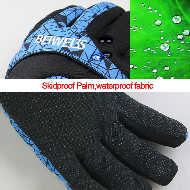 BEIWEI35 Winter Warm Snowboard Ski Gloves Men Women Mountain Skiing Snowmobile Snow Motorcycle Gloves Windproof
