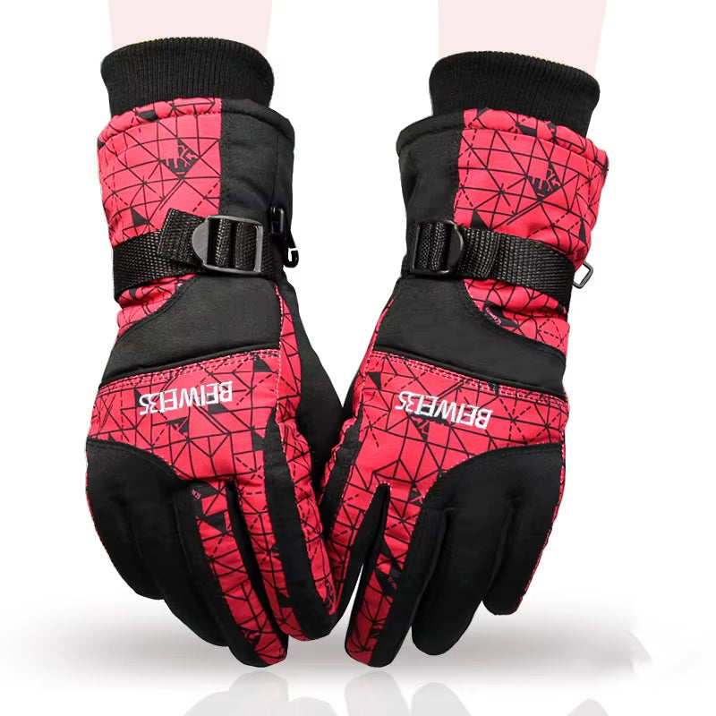 BEIWEI35 Winter Warm Snowboard Ski Gloves Men Women Mountain Skiing Snowmobile Snow Motorcycle Gloves Windproof