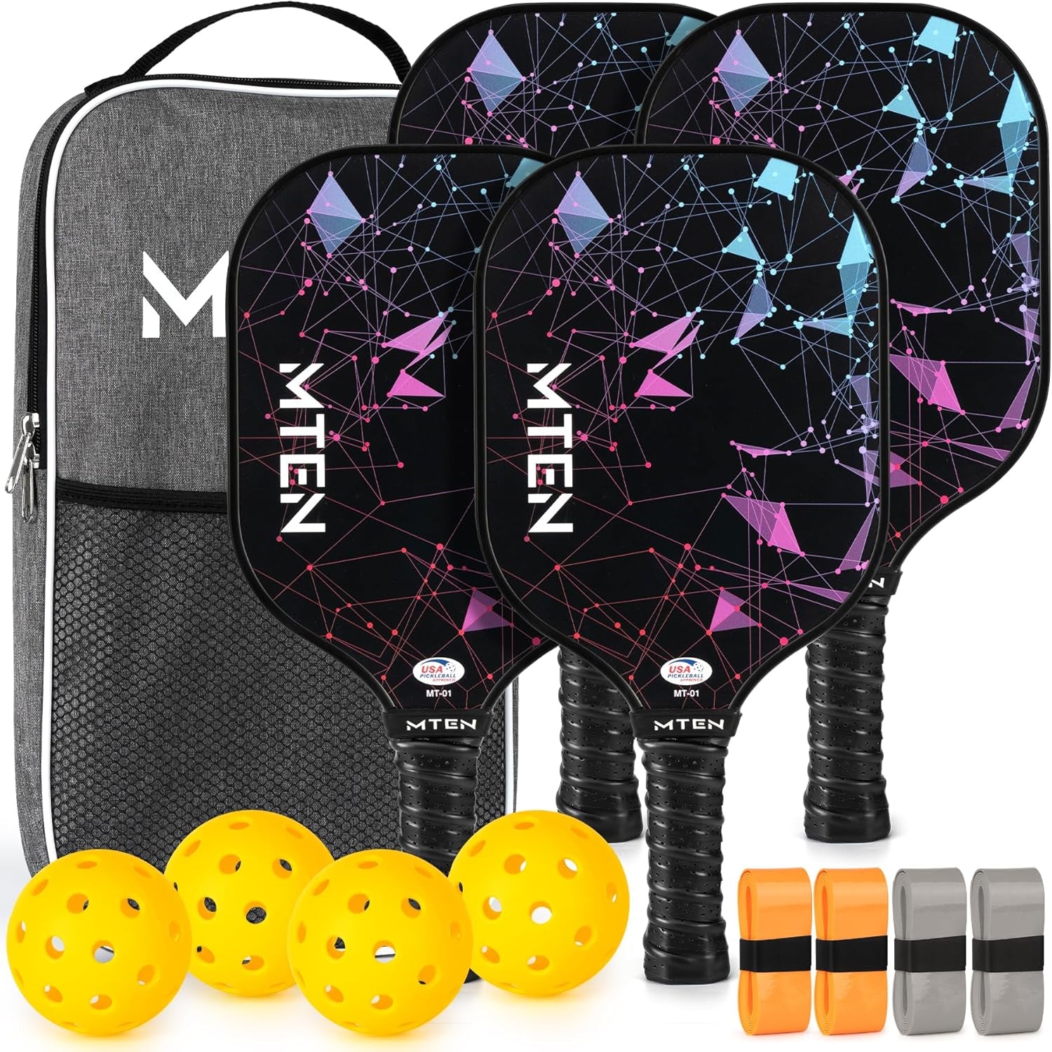 Pickleball Paddles Set of 2 or 4, or Single Paddle – USAPA Approved Fiberglass Surface Pickleball Rackets Set for Men & Women