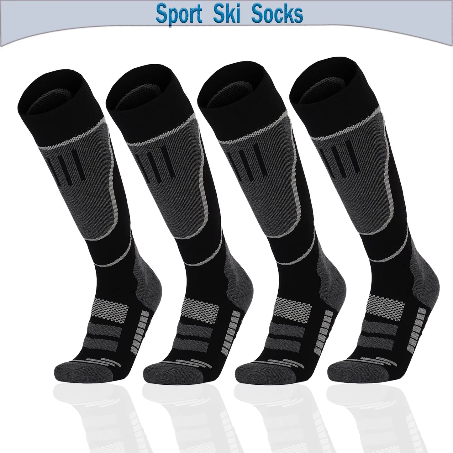 YANBIGUO 2 Pairs Wool Ski Socks,Thermal Knee-High Cold Weather Warm Socks for Snowboarding,Snow,Winter,Hunting