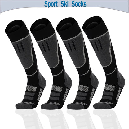 YANBIGUO 2 Pairs Wool Ski Socks,Thermal Knee-High Cold Weather Warm Socks for Snowboarding,Snow,Winter,Hunting