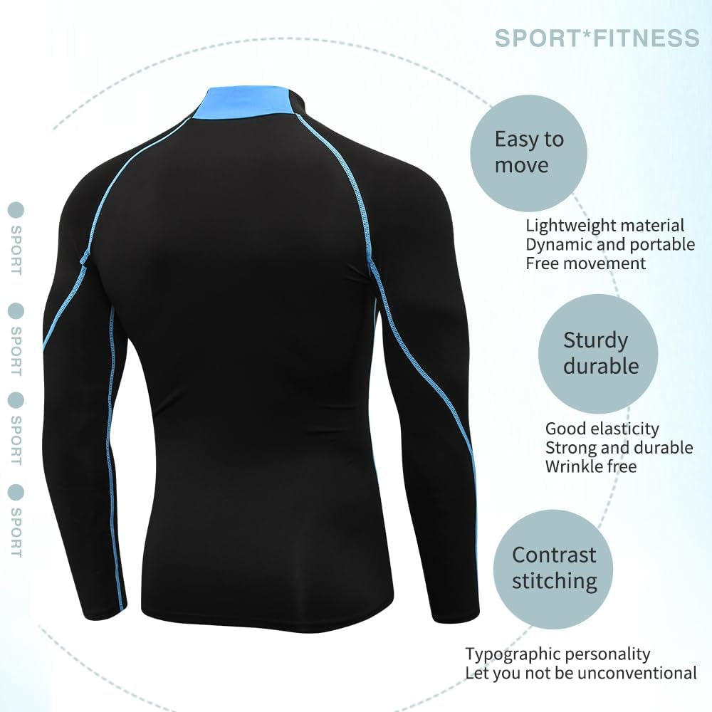 Men'S Compression Shirts Thermal Long Sleeve Athletic Workout Tops Gym Undershirts Sports Baselayers Running T Shirt for Men