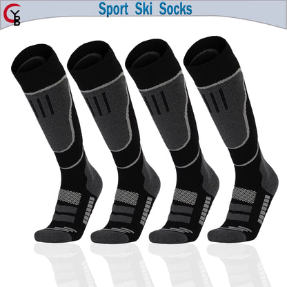 YANBIGUO 2 Pairs Wool Ski Socks,Thermal Knee-High Cold Weather Warm Socks for Snowboarding,Snow,Winter,Hunting
