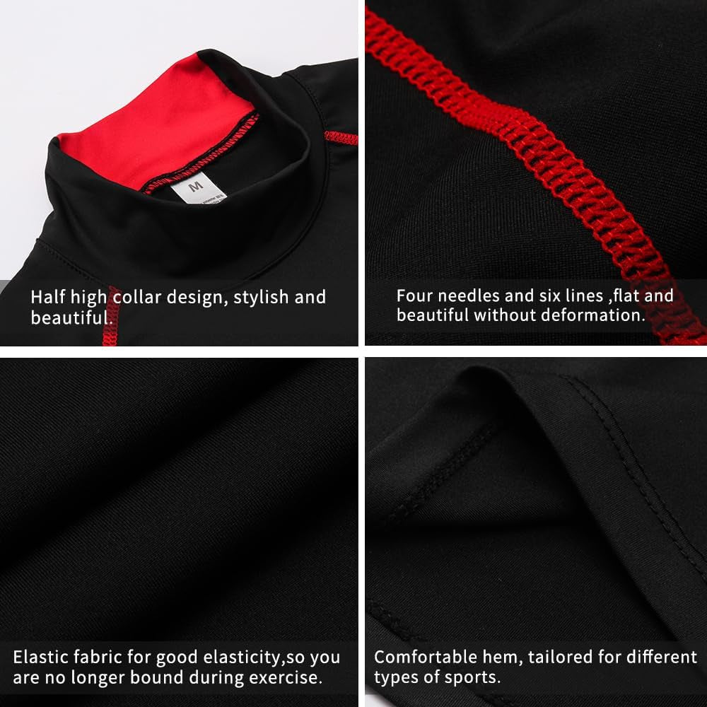 Men'S Compression Shirts Thermal Long Sleeve Athletic Workout Tops Gym Undershirts Sports Baselayers Running T Shirt for Men