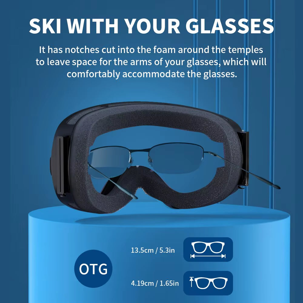 Ski Goggles Double Layers Anti-Fog UV400 Snowboard Snow Goggles Snowmobile Glasses Eyewear Outdoor Sport Skiing Googles
