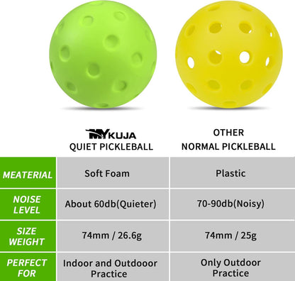 Foam Pickleball Balls, Silent Foam Balls for Tennis and Pickleballs Practice, Indoor Pickleball Ball Outdoor for Noise Reducing, 4 Pack