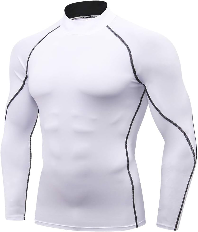 Men'S Compression Shirts Thermal Long Sleeve Athletic Workout Tops Gym Undershirts Sports Baselayers Running T Shirt for Men