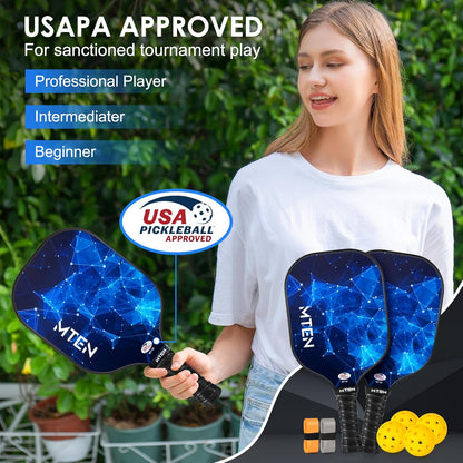 Pickleball Paddles Set of 2 or 4, or Single Paddle – USAPA Approved Fiberglass Surface Pickleball Rackets Set for Men & Women
