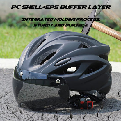 Lightweight Cycling Len Bicycle Helmet with Magnetic Attraction Goggles Lens Bike Helmet Free Switching Adult Cycling Helmet