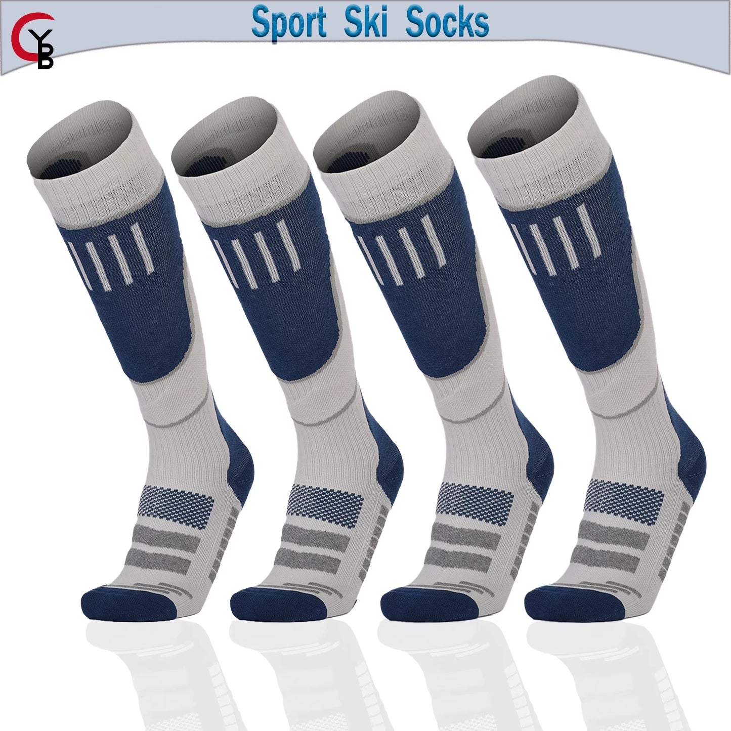 YANBIGUO 2 Pairs Wool Ski Socks,Thermal Knee-High Cold Weather Warm Socks for Snowboarding,Snow,Winter,Hunting