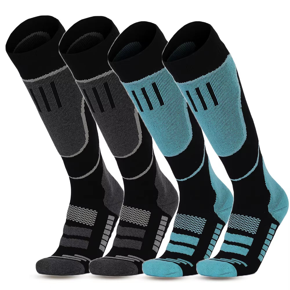 YANBIGUO 2 Pairs Wool Ski Socks,Thermal Knee-High Cold Weather Warm Socks for Snowboarding,Snow,Winter,Hunting