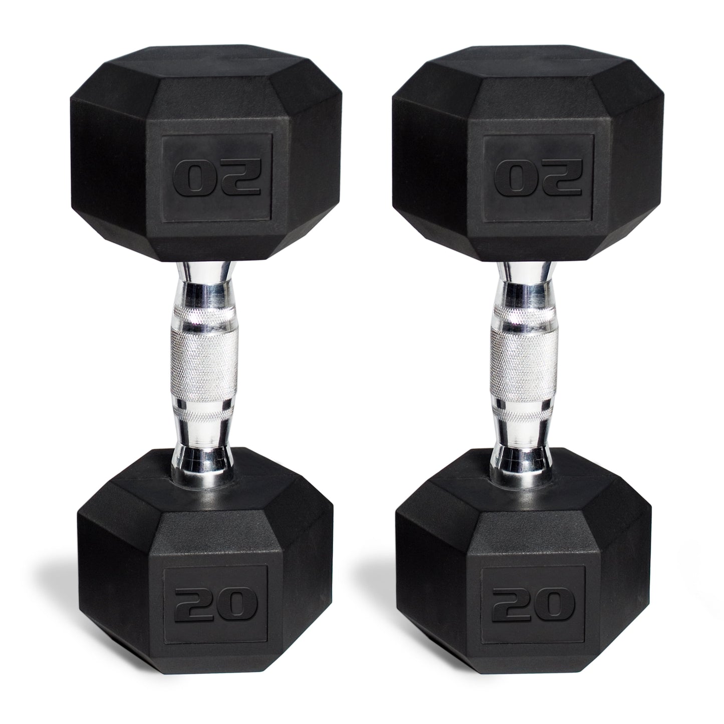 50 Lb Rubber Hex Dumbbell Weight Set, Includes 2 X 5Lb, 2 X 20Lb Dumbbells