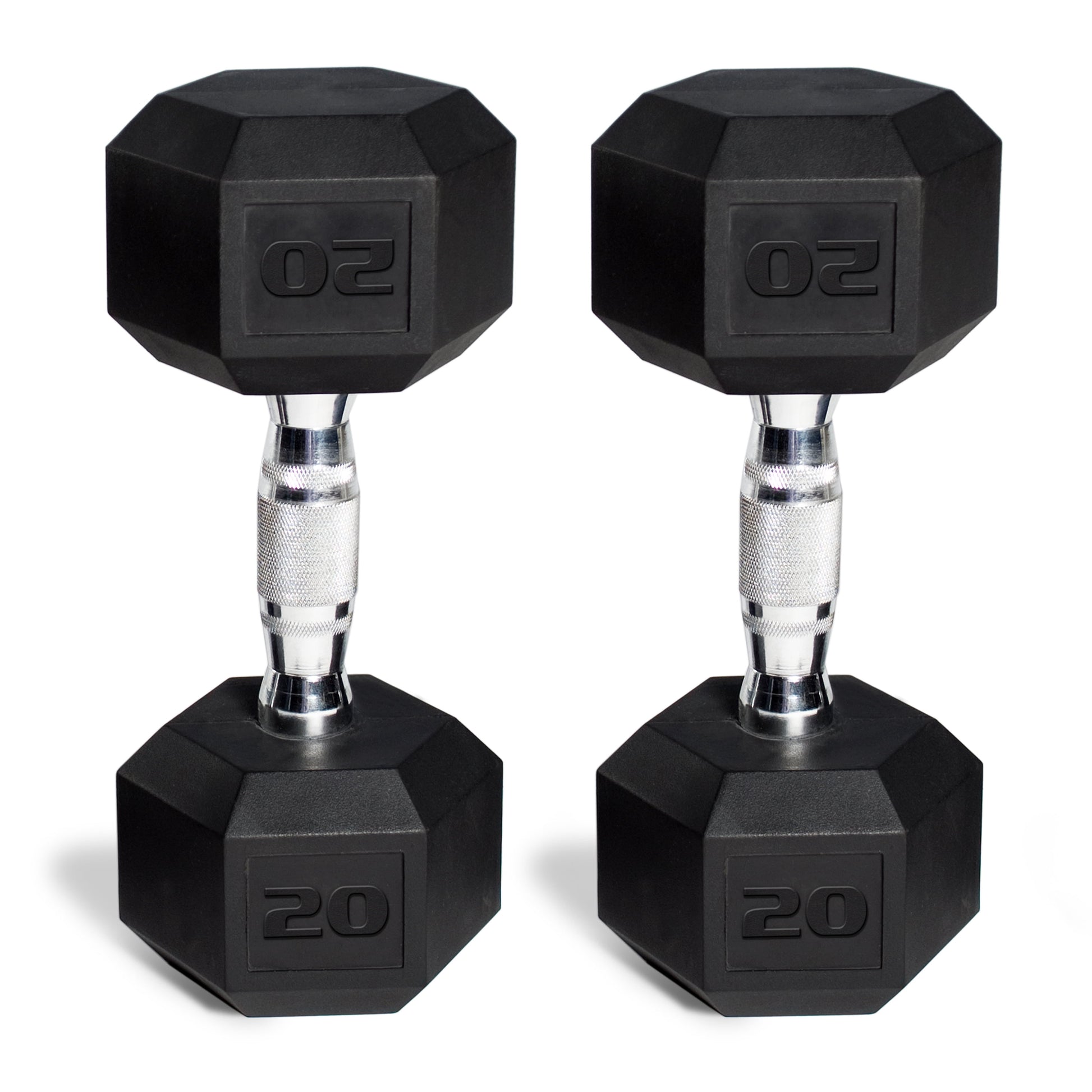 50 Lb Rubber Hex Dumbbell Weight Set, Includes 2 X 5Lb, 2 X 20Lb Dumbbells